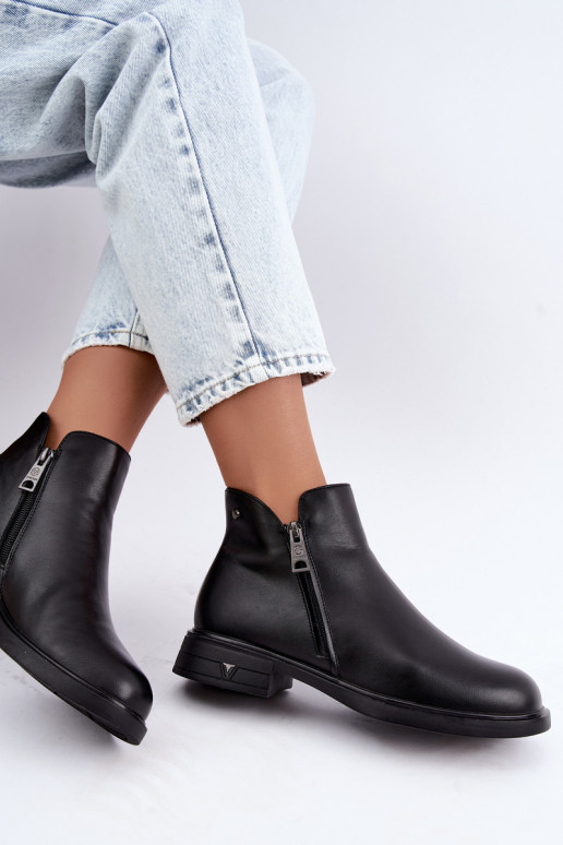 Bottines chaudes pour femmes en cuir naturel Vinceza 133112 noires