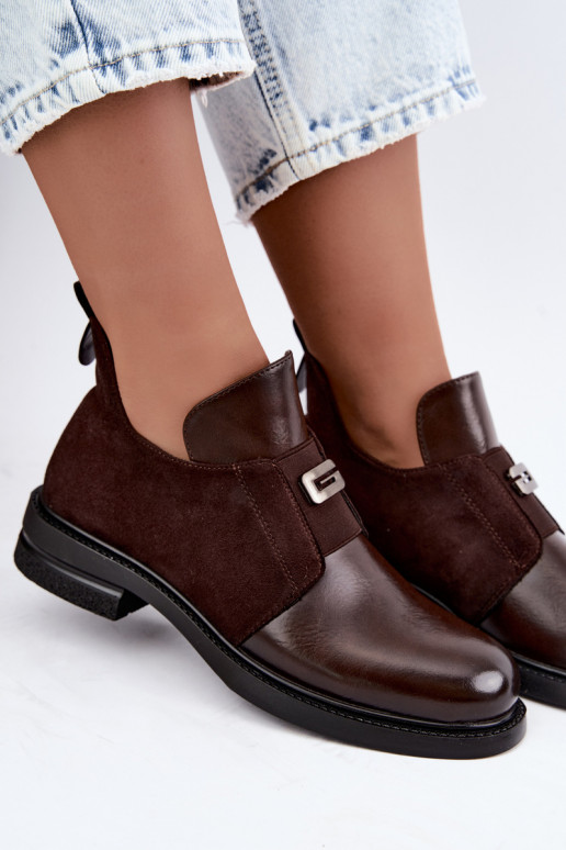 Bottines pour femmes avec talons larges et design à enfiler Vinceza 58679 chocolat