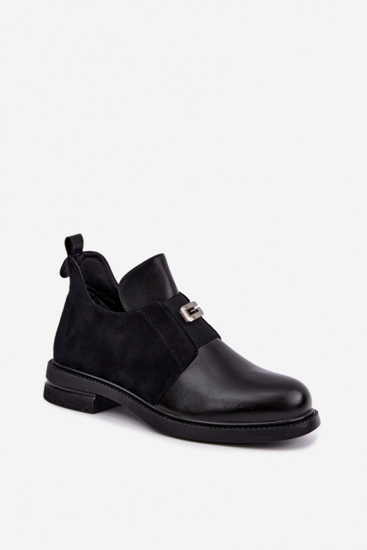 Bottines pour femmes avec talons larges et design à enfiler Vinceza 58679 noires