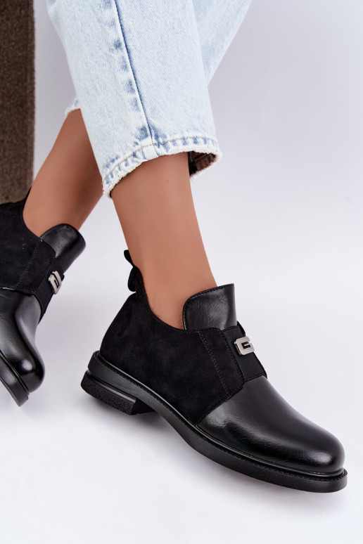 Bottines pour femmes avec talons larges et design à enfiler Vinceza 58679 noires