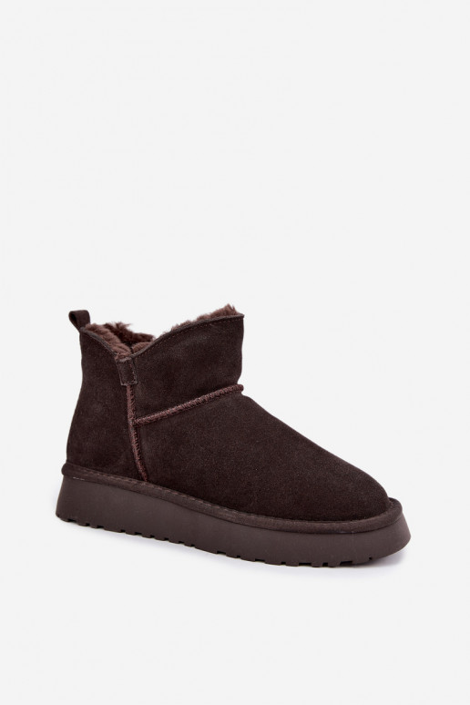 Bottes de neige en daim synthétique avec isolation et fourrure à l'intérieur Vinceza 97961 chocolat