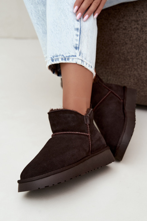 Bottes de neige en daim synthétique avec isolation et fourrure à l'intérieur Vinceza 97961 chocolat