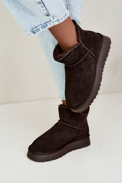 Schneestiefel aus Kunstveloursleder mit Isolierung und Fell innen Vinceza 97961 schokoladenfarben