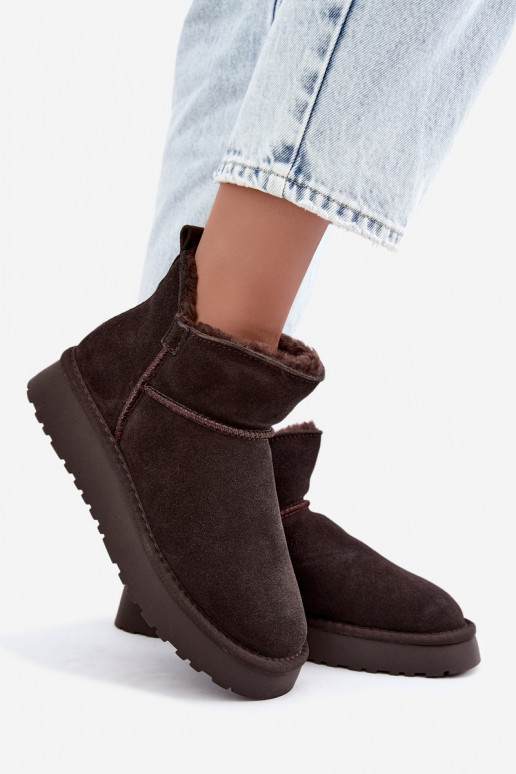 Bottes de neige en daim synthétique avec isolation et fourrure à l'intérieur Vinceza 97961 chocolat