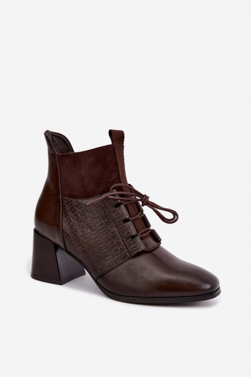 Warme enkellaarsjes met hak Vinceza 5867 chocoladekleurig