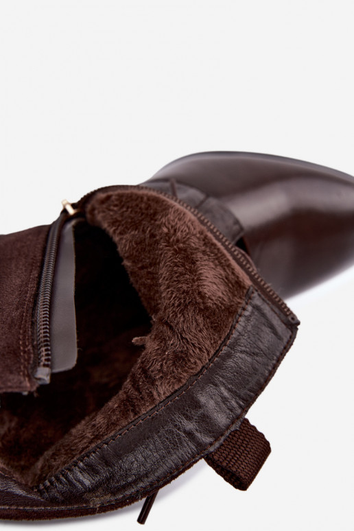 Warme enkellaarsjes met hak Vinceza 5867 chocoladekleurig