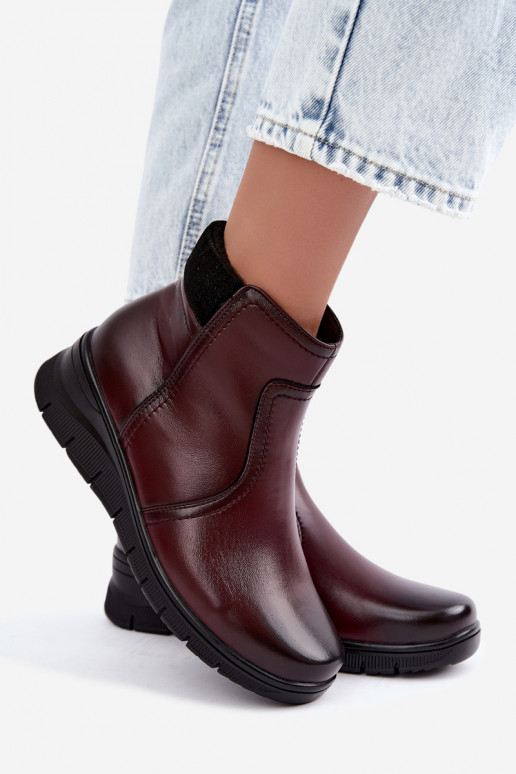 Bottines en cuir isolées avec plateforme Vinceza 133116 en couleur bordeaux