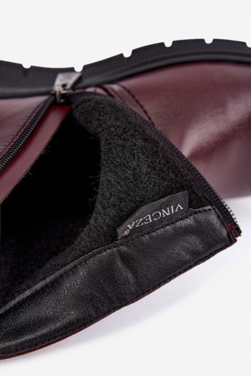 Leder isolierte Stiefeletten mit Plateau Vinceza 133116 in burgunderrot