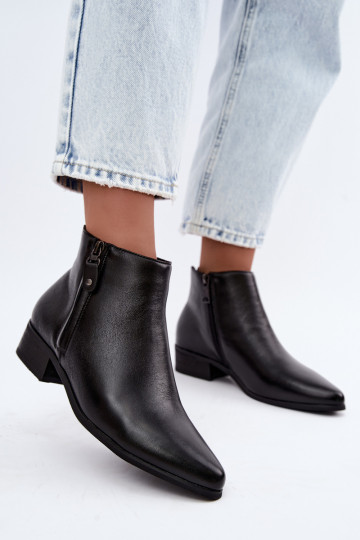 Bottines en cuir à petit talon Vinceza 133136 en couleur noire 2