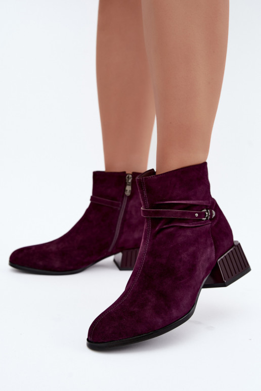 Dames enkellaarsjes van faux suede Klocke geïsoleerd D&A CR62-3476 in pruimen kleur