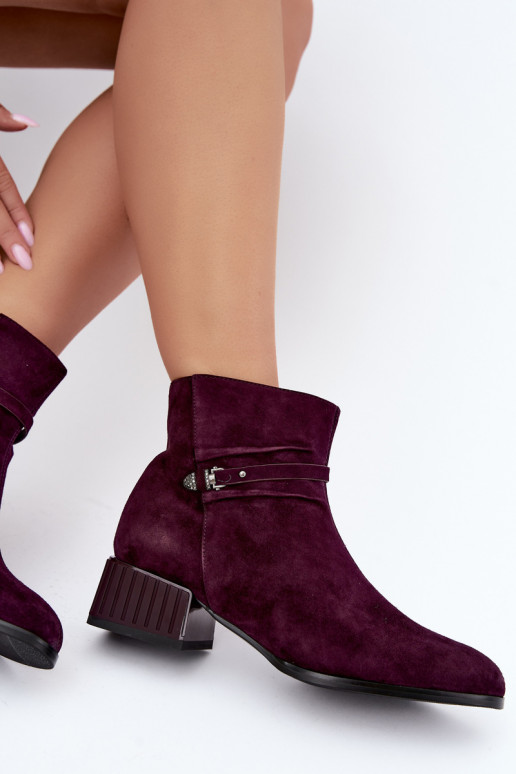 Dames enkellaarsjes van faux suede Klocke geïsoleerd D&A CR62-3476 in pruimen kleur