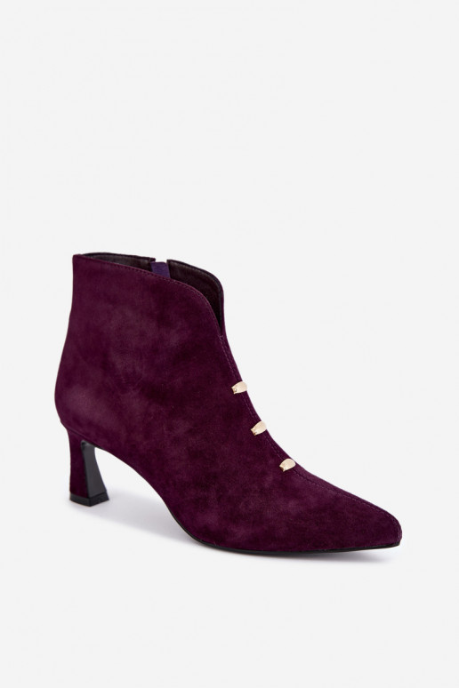 Leren suède dames geïsoleerde schoenen met hakken D&A CR62-3496 in pruimen kleur