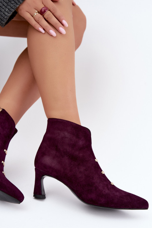 Leren suède dames geïsoleerde schoenen met hakken D&A CR62-3496 in pruimen kleur