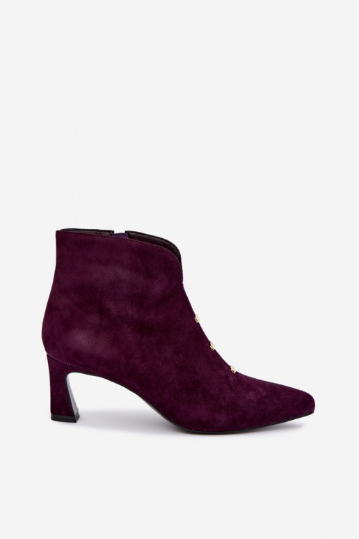 Leren suède dames geïsoleerde schoenen met hakken D&A CR62-3496 in pruimen kleur