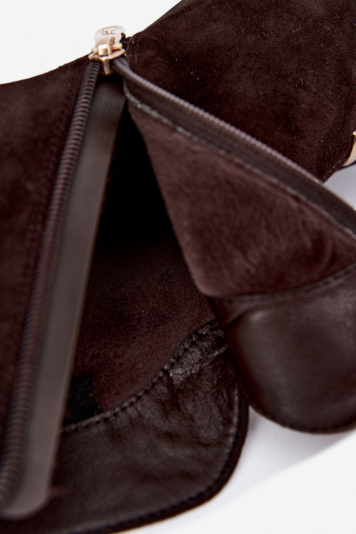 Leder Wildleder Damen isolierte Schuhe mit Absätzen D&A CR62-3496 in Schokoladenfarbe
