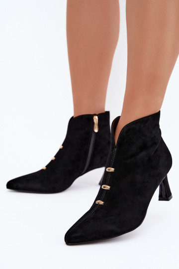 Leren suède dames geïsoleerde schoenen met hakken D&A CR62-3496 in zwarte kleur 2