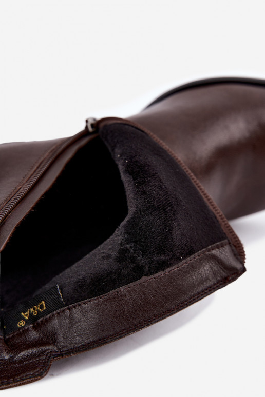 Bottines en cuir à talons isolées D&A CR62-3442 en couleur chocolat