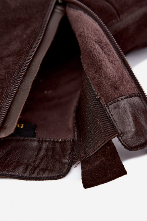 Bottines en suède synthétique avec plateforme isolées D&A CR62-3448 en couleur chocolat