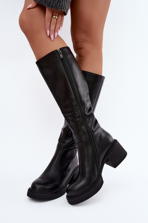 Bottes hautes isolées en simili cuir pour femmes Klocke D&A MR62-9051 noires
