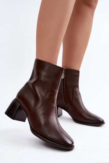 Wärmende Stiefeletten mit natürlichen Lederabsätzen CR62-3391 schokoladenfarben