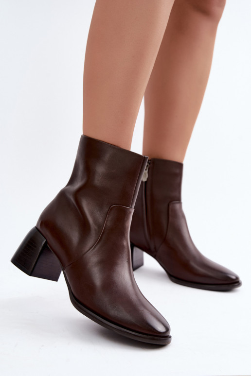 Wärmende Stiefeletten mit natürlichen Lederabsätzen CR62-3391 schokoladenfarben