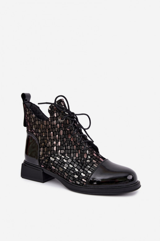 Wärmende Damenstiefel aus Kunstveloursleder D&A LZ62-2030 schwarz