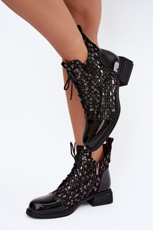 Wärmende Damenstiefel aus Kunstveloursleder D&A LZ62-2030 schwarz
