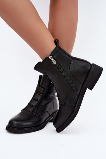 Bottines isolées en simili cuir pour femmes avec talons larges D&A CR62-3429 noires 2