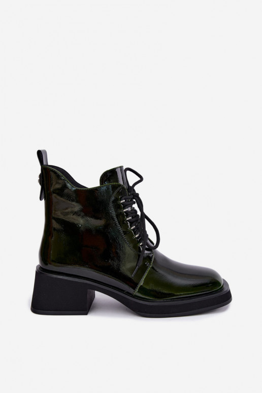 Wärmende Stiefeletten aus Kunstleder mit Lackeffekt Klocke GOE UU2N4129 khaki