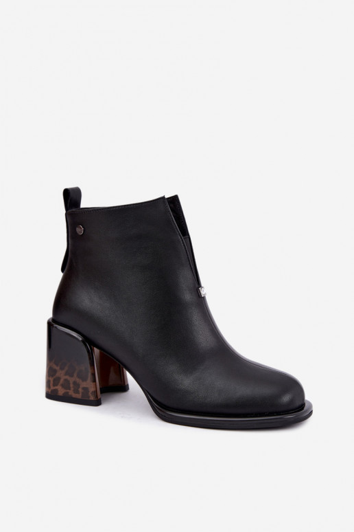 Bottines isolées pour femmes en simili cuir avec talons GOE UU2N4204 noires