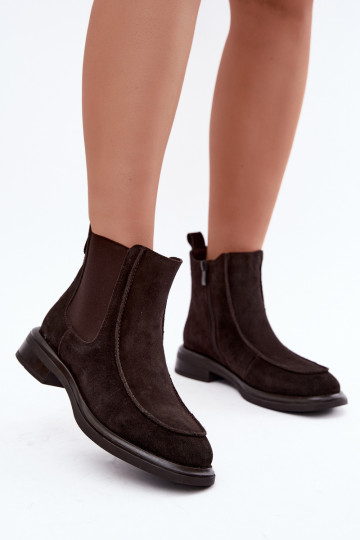Bottines isolées pour femmes en daim synthétique Sergio Leone BT-31 chocolat 2