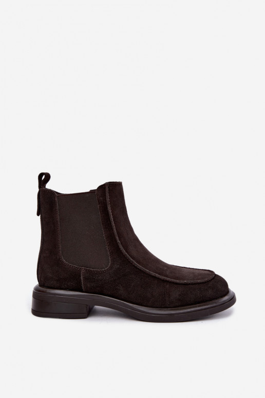 Bottines isolées pour femmes en daim synthétique Sergio Leone BT-31 chocolat