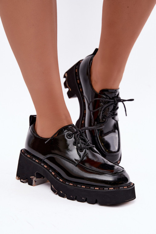 Mocassins en cuir verni pour femmes Klocke Artiker 59C0279 noirs