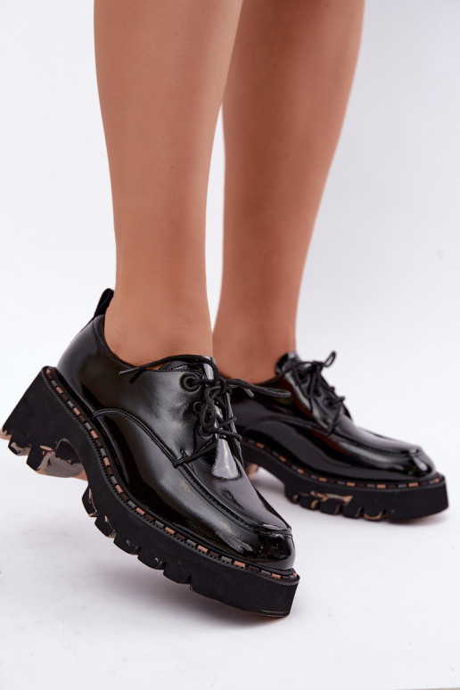 Mocassins en cuir verni pour femmes Klocke Artiker 59C0279 noirs
