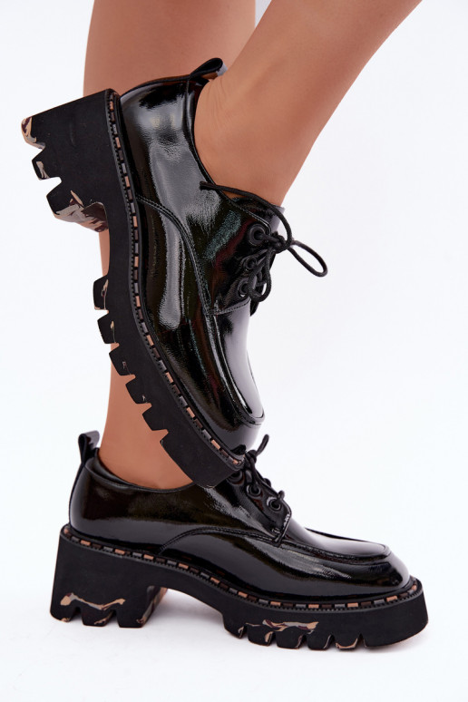 Mocassins en cuir verni pour femmes Klocke Artiker 59C0279 noirs