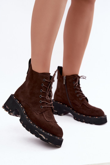 Wärmende Stiefeletten aus Kunstveloursleder Artiker 59C0247 schokoladenfarben 2