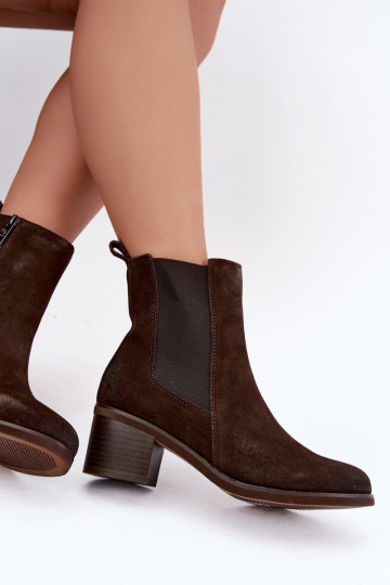 Bottines isolées élégantes en daim synthétique Klocke Vinceza 133105 chocolat