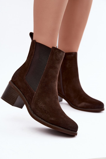 Stylische wärmende Stiefeletten aus Kunstveloursleder Klocke Vinceza 133105 schokoladenfarben 2