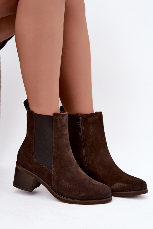 Bottines isolées élégantes en daim synthétique Klocke Vinceza 133105 chocolat
