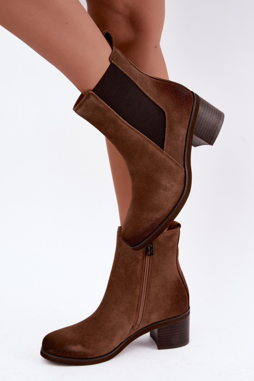 Bottines isolées élégantes en daim synthétique Klocke Vinceza 133105 marron