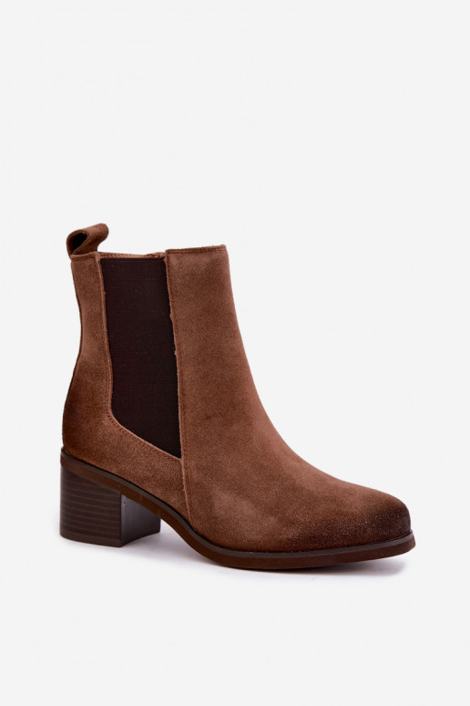 Stijlvolle gevoerde enkellaarsjes van faux suede Klocke Vinceza 133105 bruin