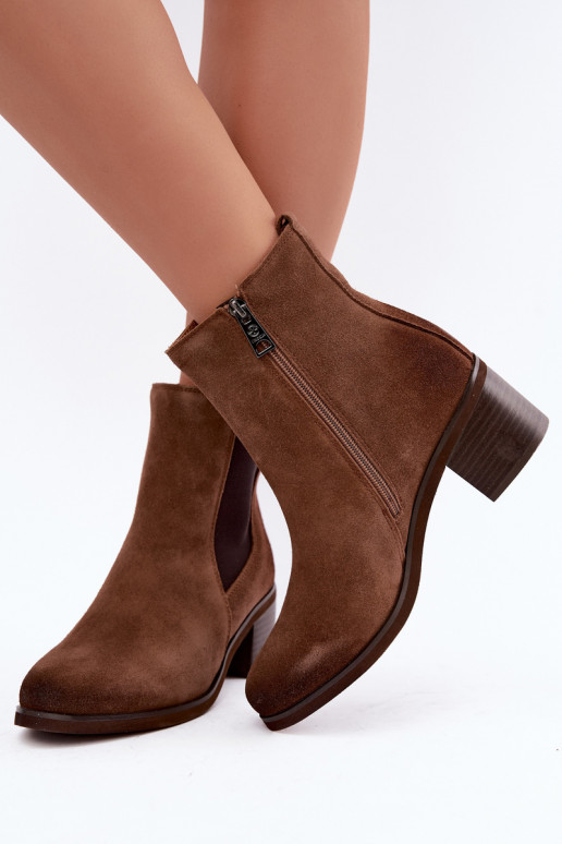 Stylische wärmende Stiefeletten aus Kunstveloursleder Klocke Vinceza 133105 braun