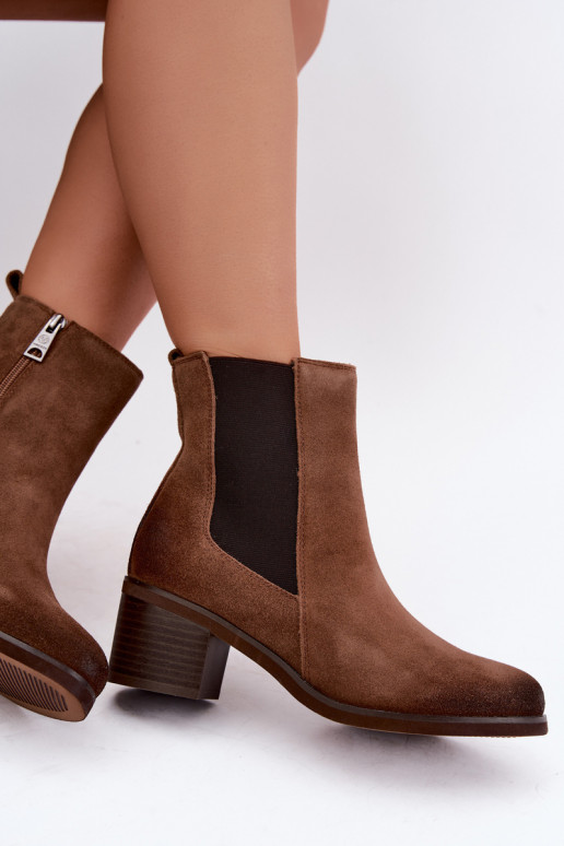 Stijlvolle gevoerde enkellaarsjes van faux suede Klocke Vinceza 133105 bruin