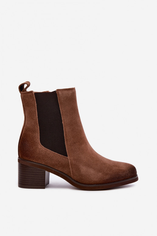 Stijlvolle gevoerde enkellaarsjes van faux suede Klocke Vinceza 133105 bruin