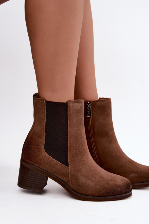 Stijlvolle gevoerde enkellaarsjes van faux suede Klocke Vinceza 133105 bruin