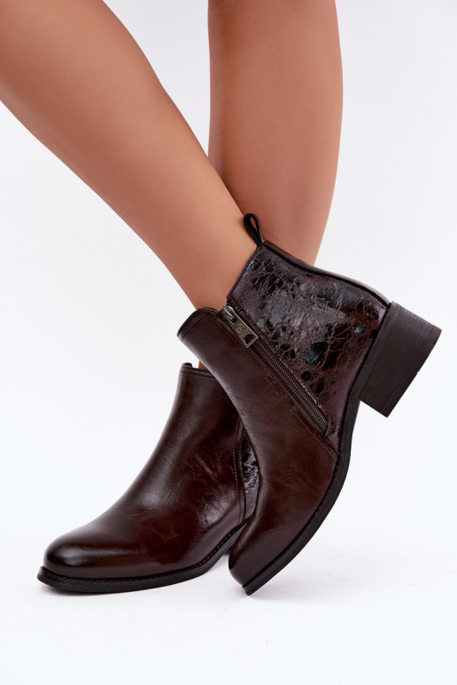 Bottines isolées en simili cuir avec petit talon Vinceza 133133 chocolat