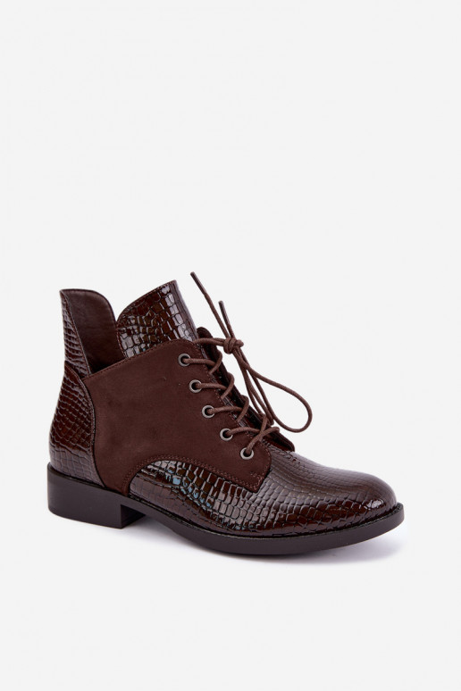 Bottines isolées avec design en relief Vinceza 16524 chocolat