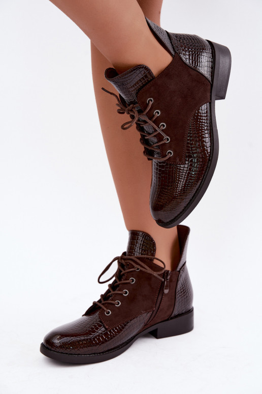 Bottines isolées avec design en relief Vinceza 16524 chocolat