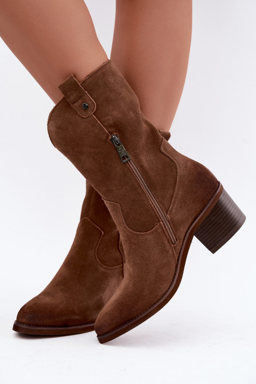 gefütterte Cowboy-Stiefeletten mit Absätzen Vinceza 133106 in braun