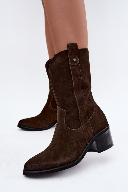 gefütterte Cowboy-Stiefeletten mit Absätzen Vinceza 133106 in schokoladenbraun